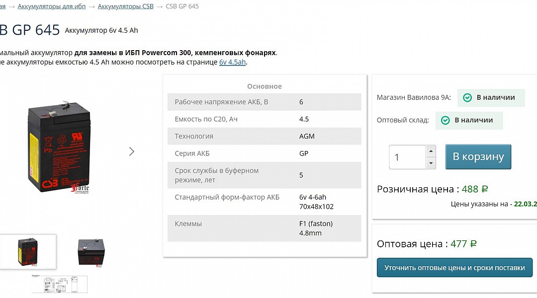 карточка товара