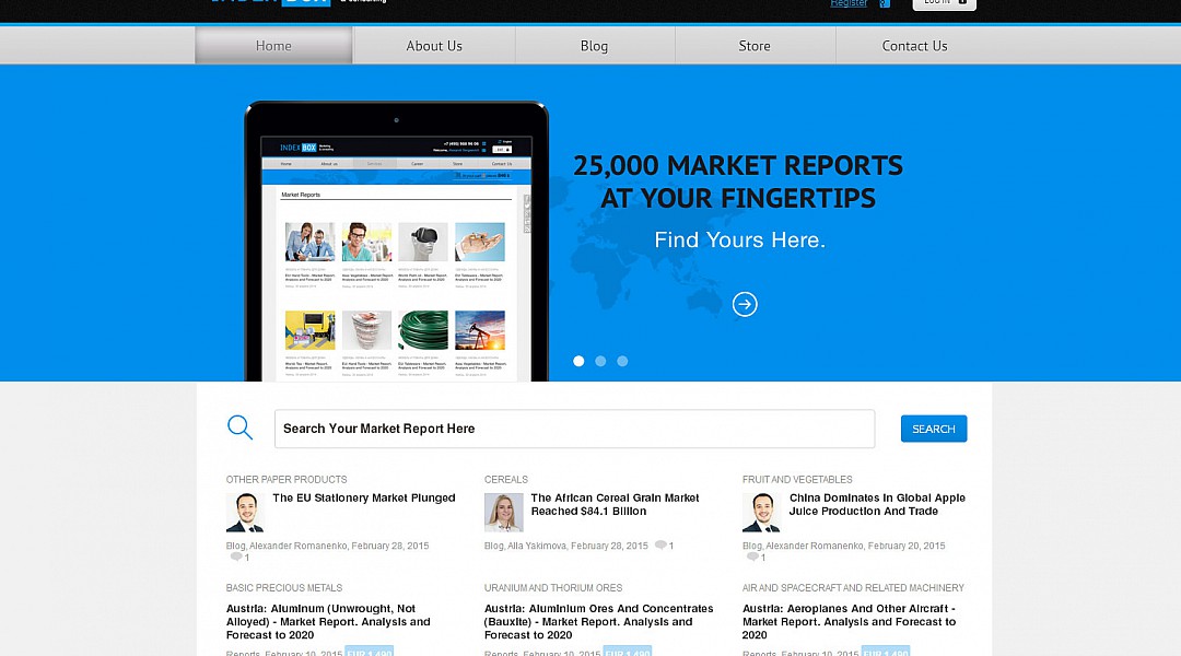 Сайт компании Indexbox - маркетинговое консультирование, бизнес-планы