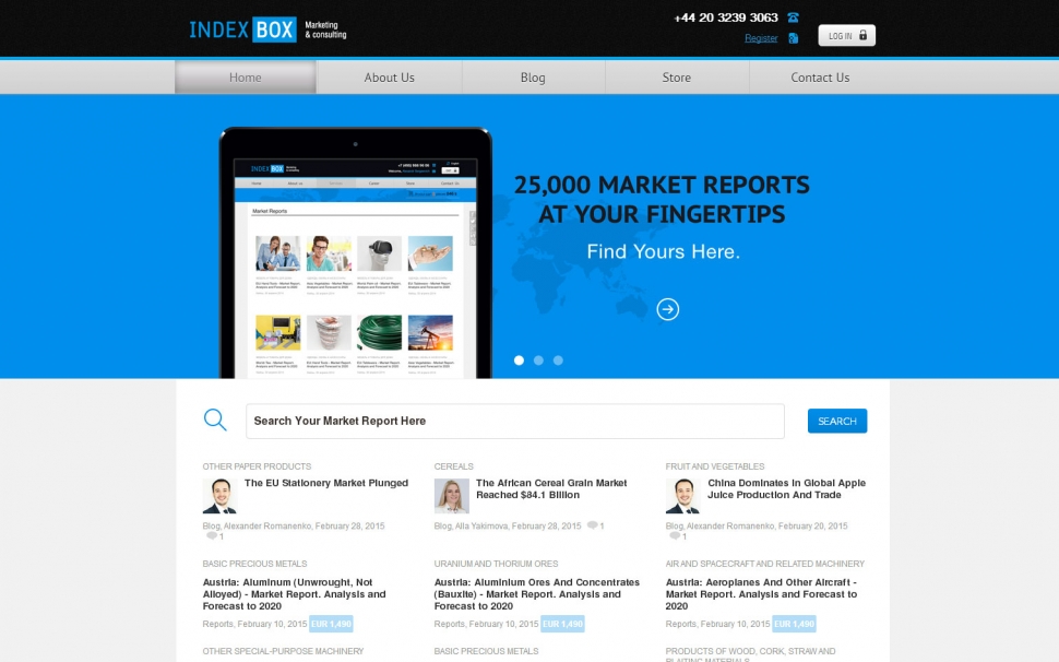 Сайт компании Indexbox - маркетинговое консультирование, бизнес-планы